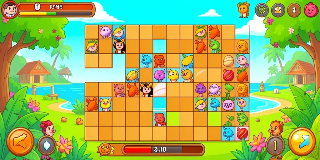 Screenshot dari permainan menampilkan grafis yang cerah dan menawan.