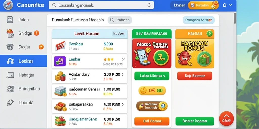 Tampilan menu utama aplikasi LAMPU777.