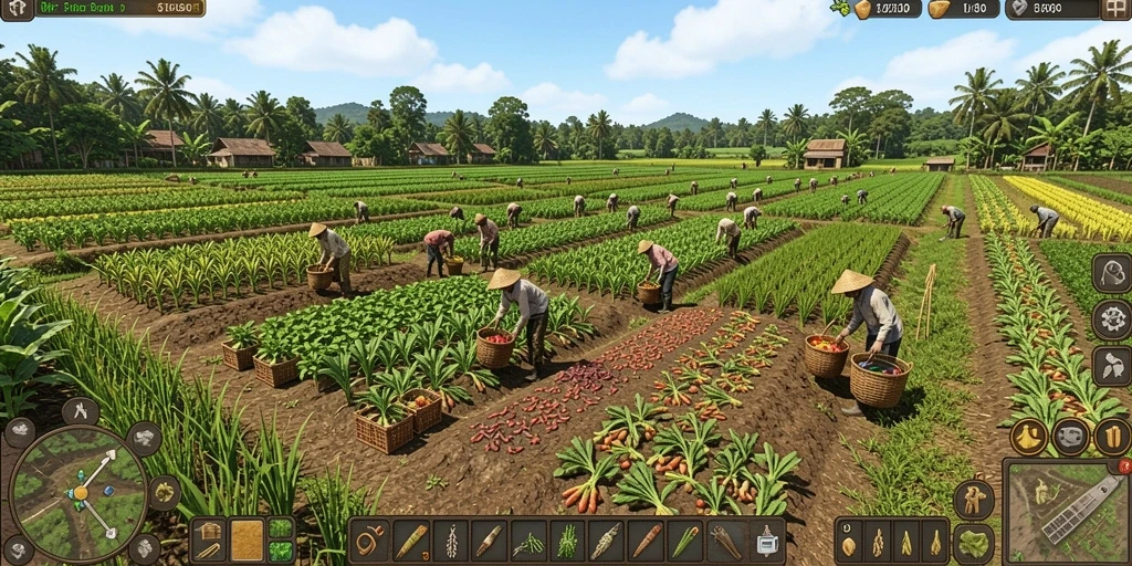 Tampilan ladang padi yang menawan dan detail.